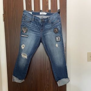 Blue Torrid Jeans with cool patches!